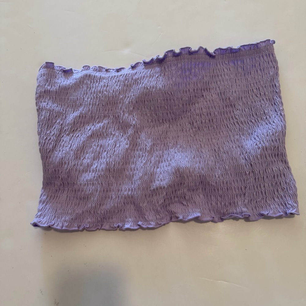 Hollister Purple Sleeveless Tie-back Shirred Bandeau Crop Top